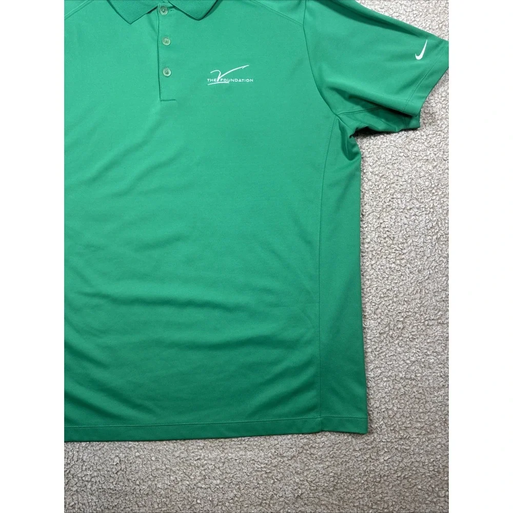 Nike Golf Tour Performance Polo Shirt Men's XL Green Dri-Fit V Foundation 509167